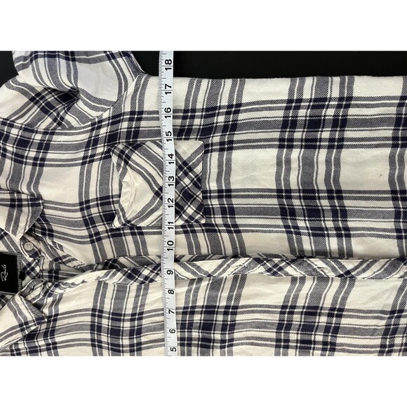 Rails Shirt Womens Small White Navy Plaid Button Front Long Sleeve Pocket - Picture 5 of 6